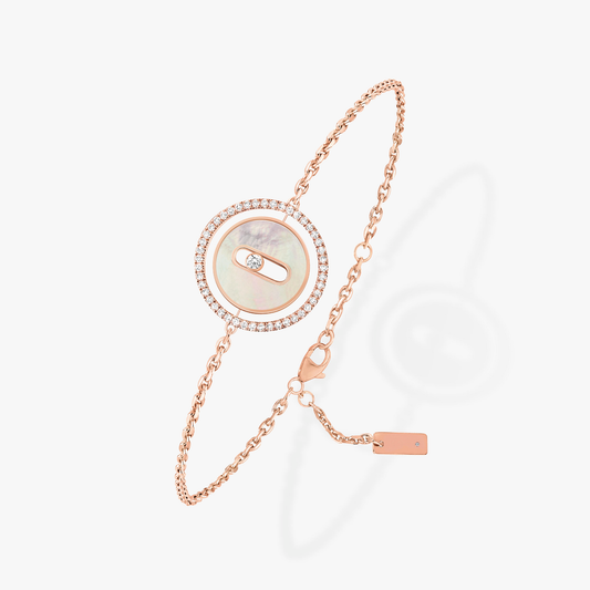 [⭐Aura]Demo MOVE WHITE MOTHER OF PEARL PINK GOLD DIAMOND BRACELET