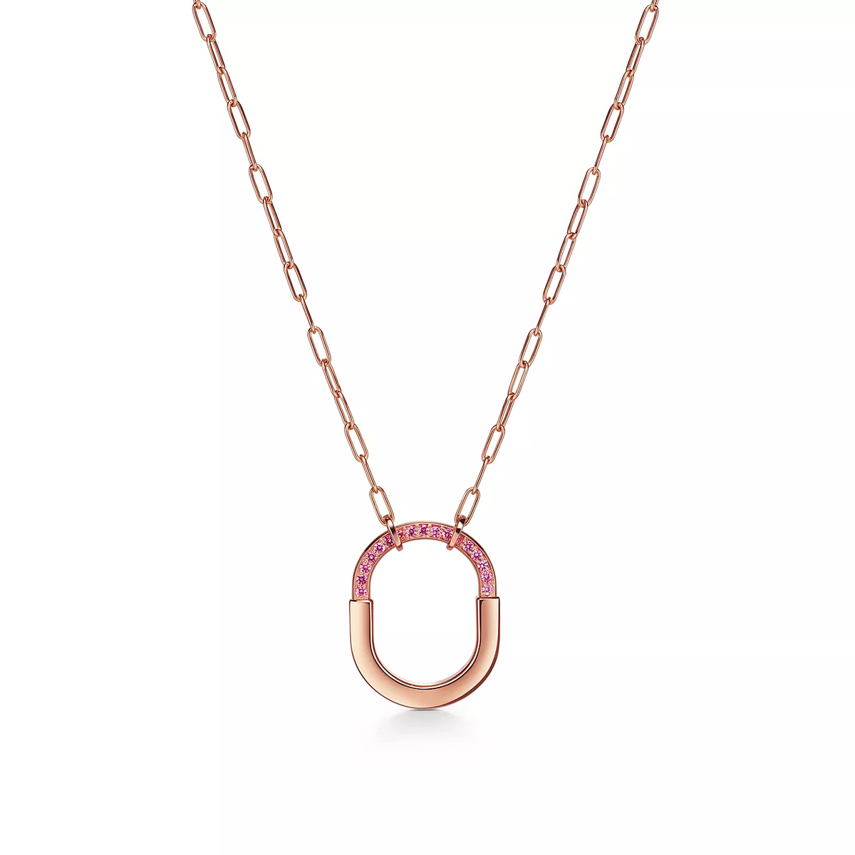 [Spark Jewels]LOCK MEDIUM PENDANT PINK DIAMOND PINK GOLD NECKLACE