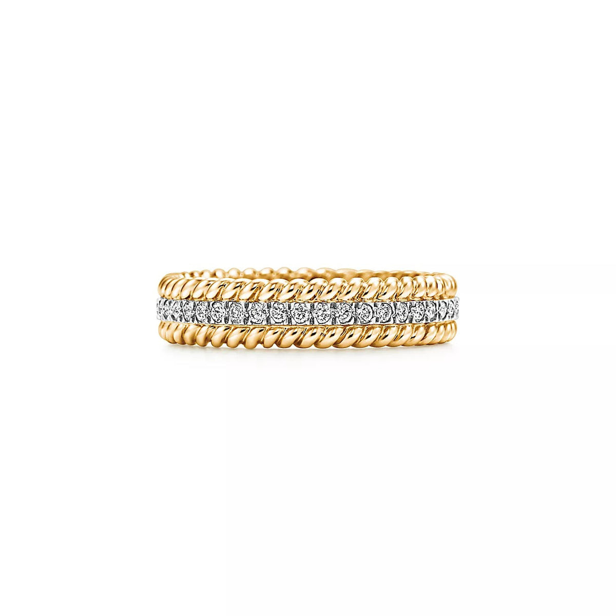 [Spark Jewels]ROPE TWO-ROW GOLD DIAMOND RING