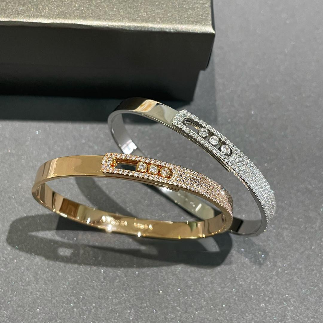 [⭐Aura]Move Noa Rose Gold Pavé Diamond Bangle Bracelet