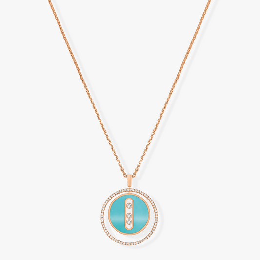[⭐Aura]Demo MOVE 3 DIAMONDS TURQUOISE PINK GOLD DIAMOND NECKLACE