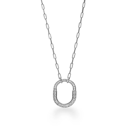 [Spark Jewels]LOCK NECKLACE MEDIUM PENDANT SILVER PAVED DIAMONDS