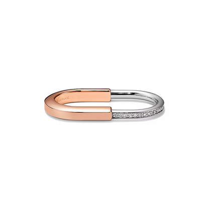 [Spark Jewels]LOCK RING TOW-FINGER ROSE AND WHITE GOLD DIAMONDS