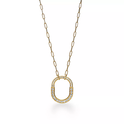 [Spark Jewels]LOCK NECKLACE MEDIUM PENDANT GOLD PAVED DIAMONDS