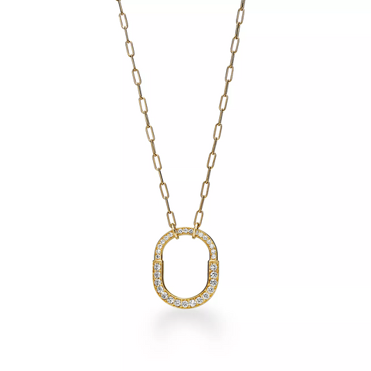 [Spark Jewels]LOCK NECKLACE MEDIUM PENDANT GOLD PAVED DIAMONDS