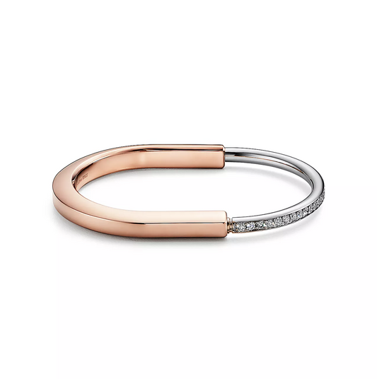 [Spark Jewels]LOCK BRACELET ROSE AND WHITE GOLD DIAMOND