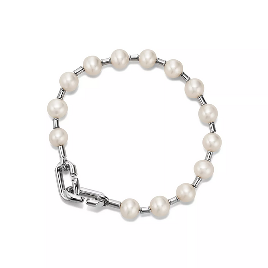 [Spark Jewels]PEARL 7-8MM SILVER BRACELET