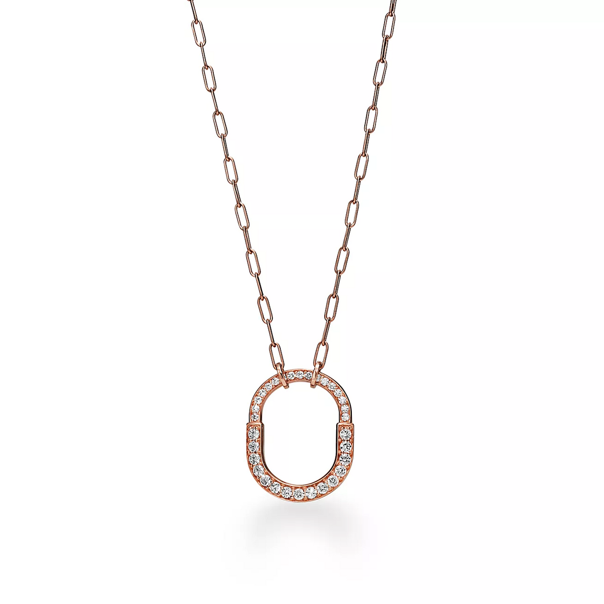[Spark Jewels]LOCK NECKLACE MEDIUM PENDANT PINK GOLD PAVED DIAMONDS