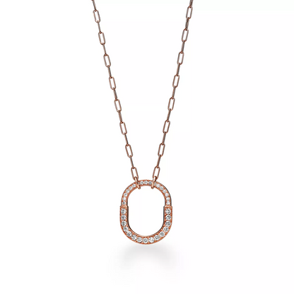 [Spark Jewels]LOCK NECKLACE MEDIUM PENDANT PINK GOLD PAVED DIAMONDS