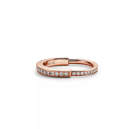 [Spark Jewels]LOCK RING PINK GOLD DIAMOND PAVED