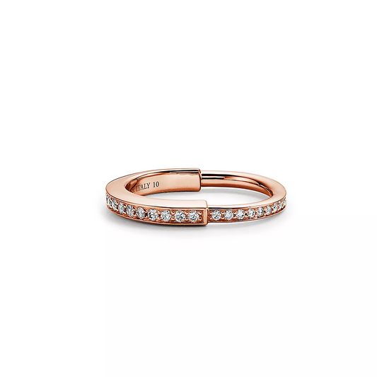 [Spark Jewels]LOCK RING PINK GOLD DIAMOND PAVED