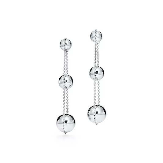 [Spark Jewels]TRIPLE DROP SILVER EARRINGS