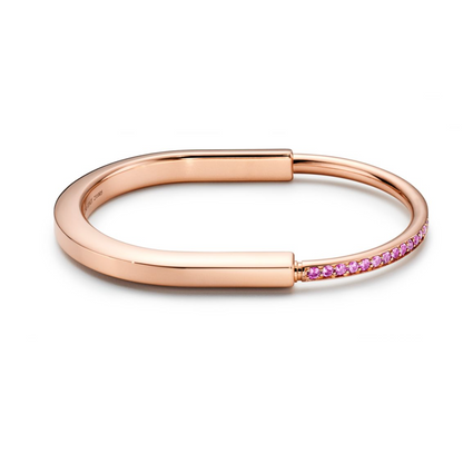 [Spark Jewels]LOCK BRACELET ROSE DIAMOND PINK GOLD
