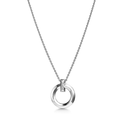 [Spark Jewels]T CIRCLE PENDENT SILVER NECKLACE
