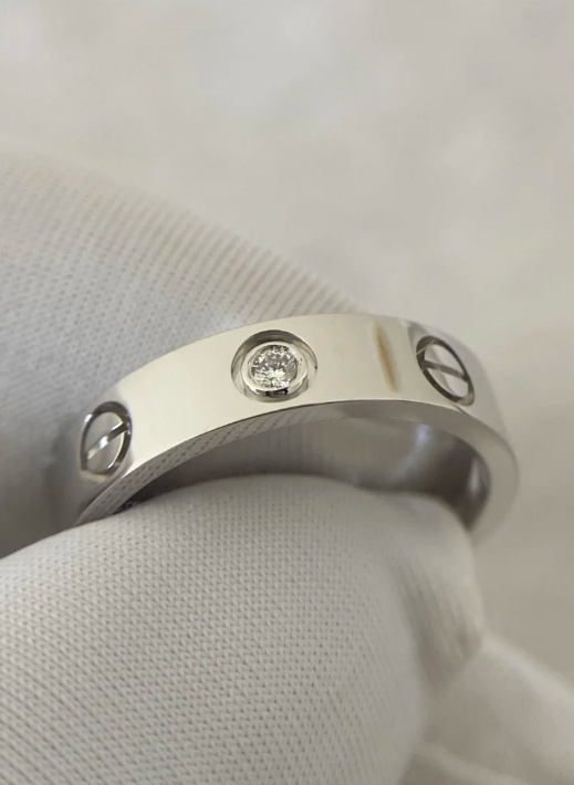 [⭐Aura]LOVE RING 4MM 1 DIAMOND SILVER
