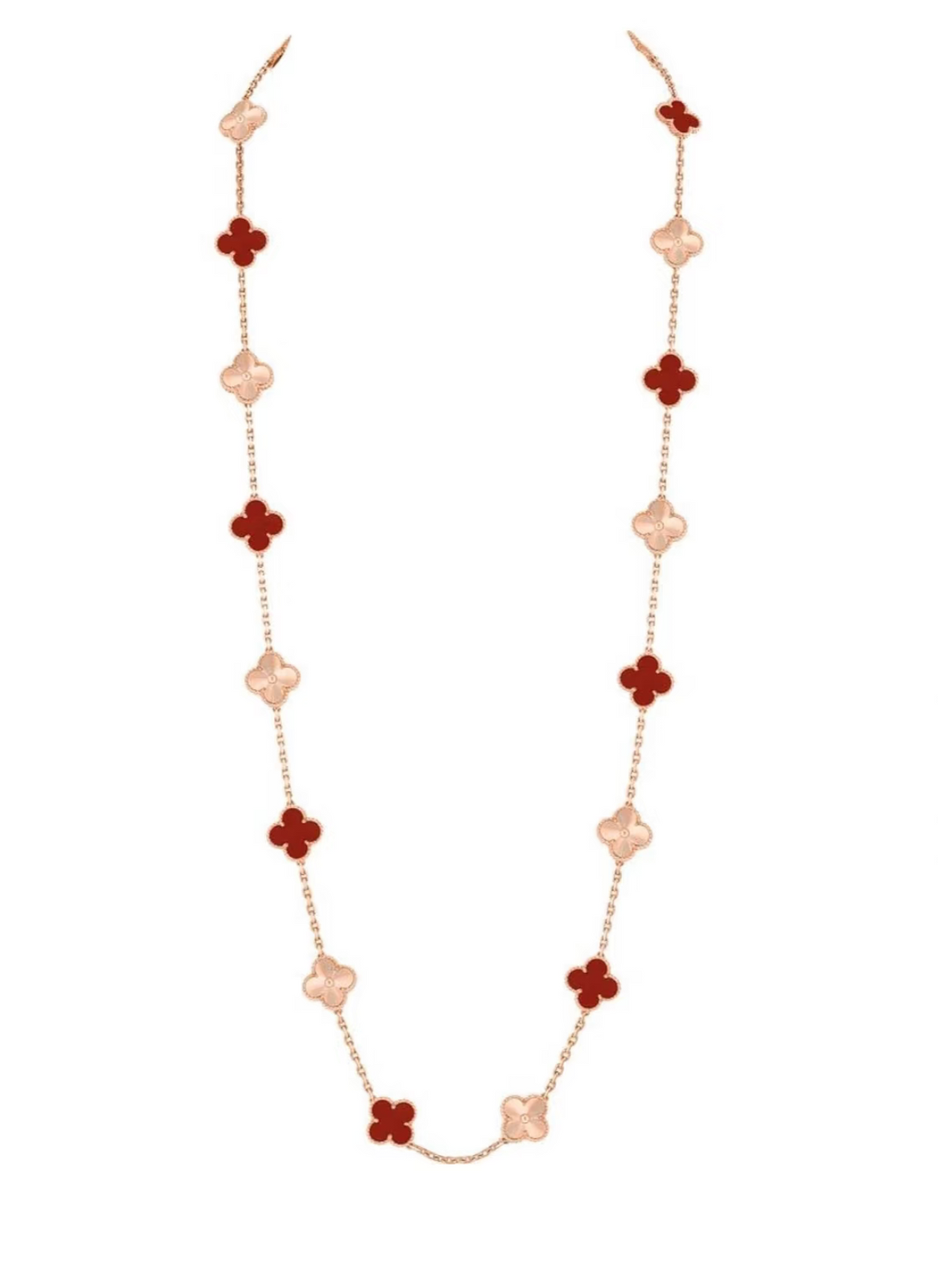 [Spark]CLOVER 20 MOTIFS LASER CARNELIAN NECKLACE
