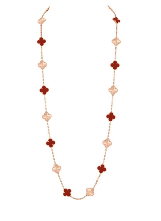 [⭐Aura]CLOVER 20 MOTIFS LASER CARNELIAN NECKLACE