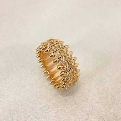 [⭐Spark]CLASH DOUBLE-ROW RIVET RING WITH DIAMOND SETTING