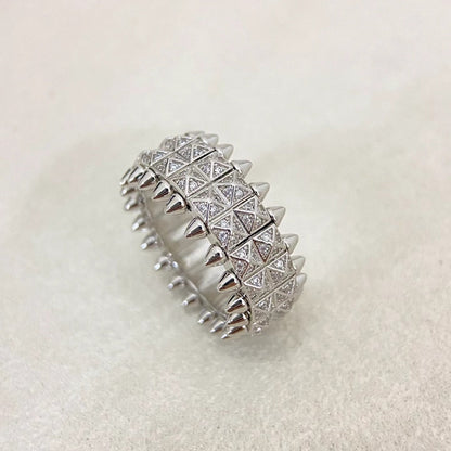 [⭐Spark]CLASH DOUBLE-ROW RIVET RING WITH DIAMOND SETTING