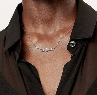 [Spark Jewels]KNOT PENDANT SILVER DIAMOND NECKLACE
