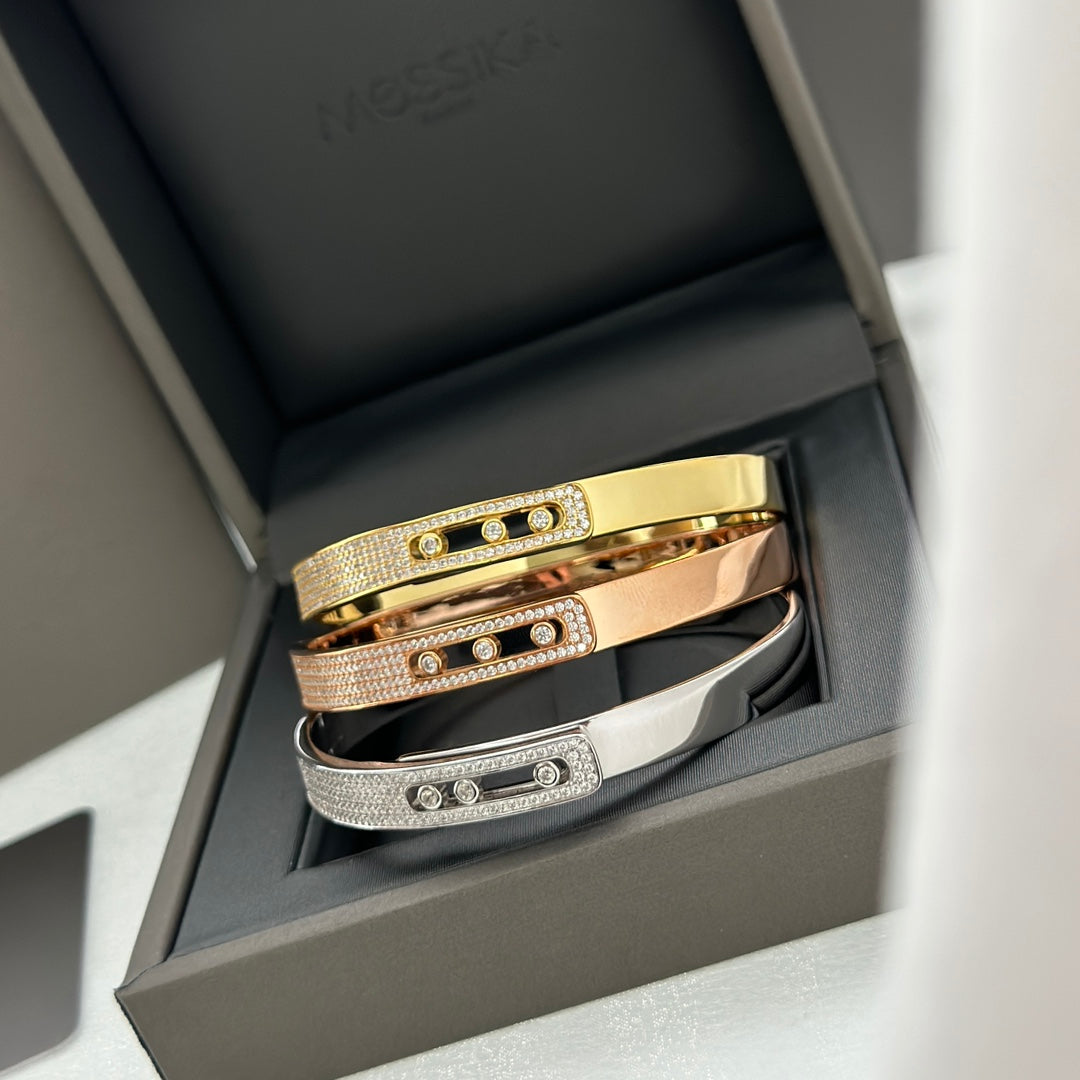 [⭐Aura]Move Noa Rose Gold Pavé Diamond Bangle Bracelet