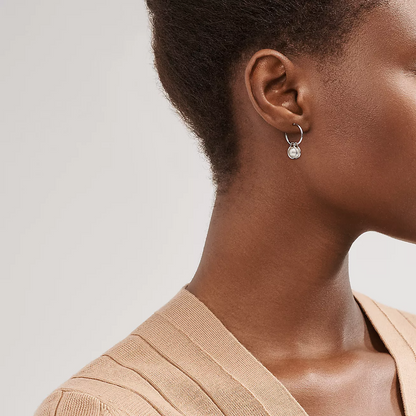 [Spark Jewels]PEARL HOOP SILVER EARRINGS
