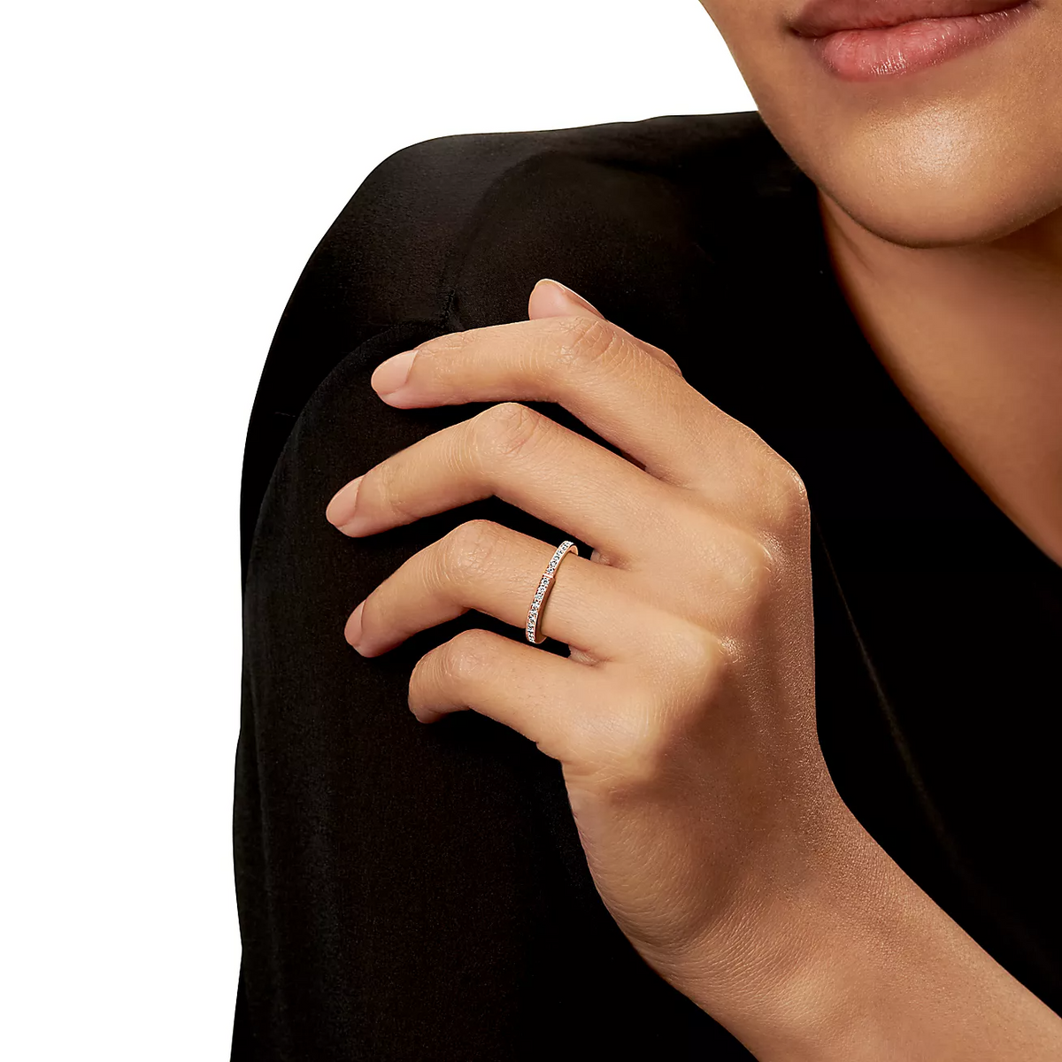 [Spark Jewels]LOCK RING PINK GOLD DIAMOND PAVED