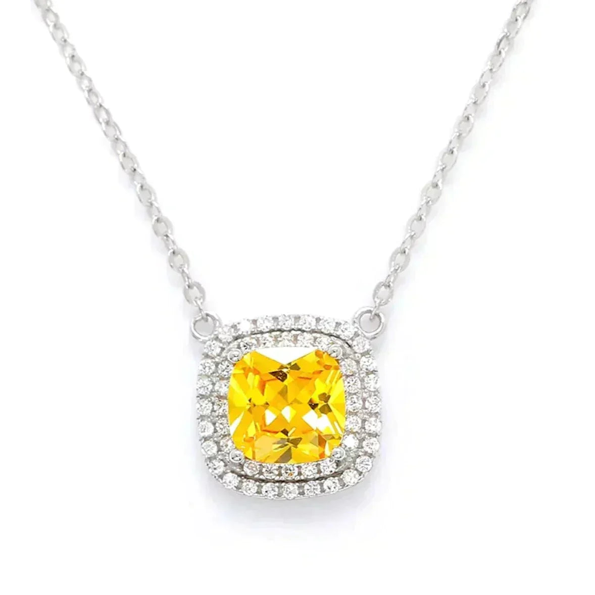 [Spark Jewels]SPARKLERS CITRINE GEMSTONE PENDANT NECKLACE STERLING SILVER