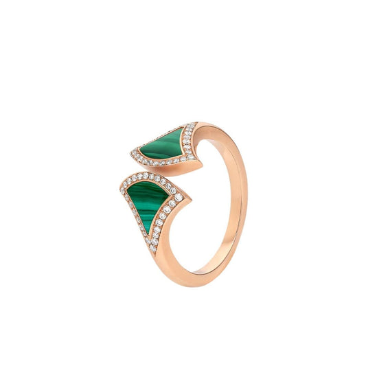 [⭐Aura]DREAM MALACHITE DIAMOND OPEN RING