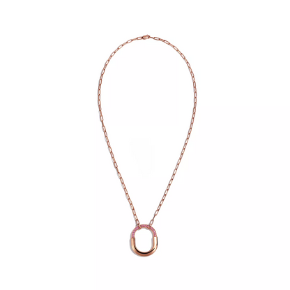 [Spark Jewels]LOCK MEDIUM PENDANT PINK DIAMOND PINK GOLD NECKLACE