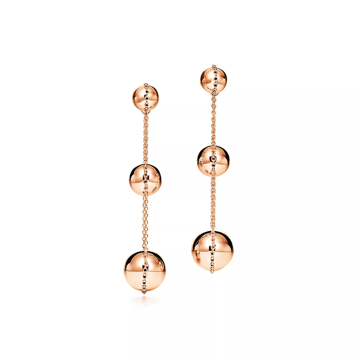 [Spark Jewels]TRIPLE DROP PINK GOLD EARRINGS