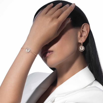 [⭐Aura]Demo MOVE WHITE MOTHER OF PEARL PINK GOLD DIAMOND BRACELET