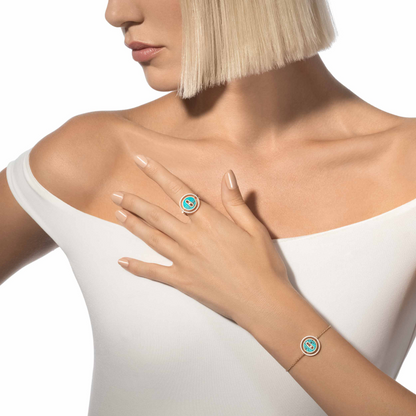 [⭐Aura]Demo MOVE TURQUOISE PINK GOLD DIAMOND BRACELET