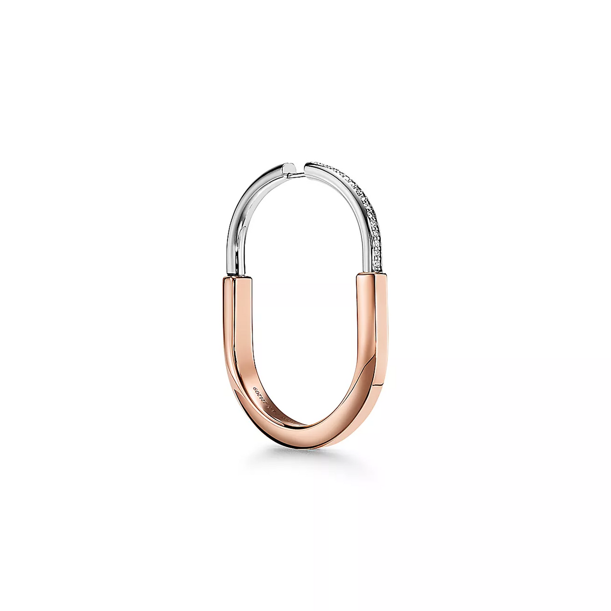 [Spark Jewels]LOCK EARRINGS ROSE AND WHITE GOLD DIAMONDS EXTRA LARGE