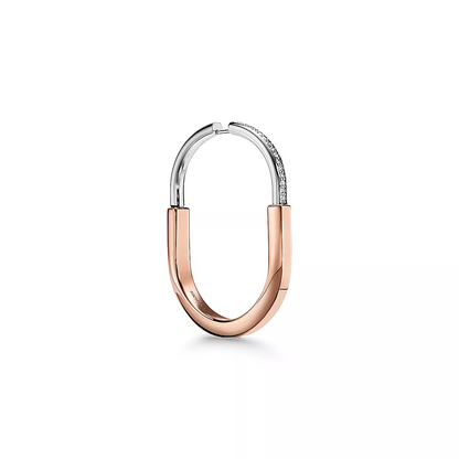 [Spark Jewels]LOCK EARRINGS ROSE AND WHITE GOLD DIAMONDS EXTRA LARGE