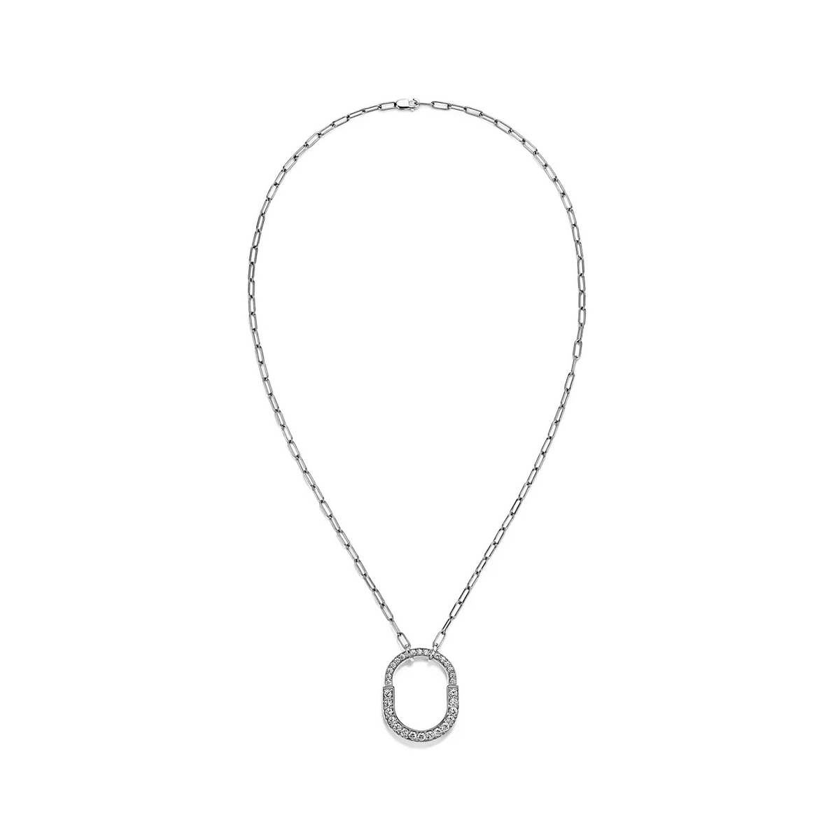[Spark Jewels]LOCK NECKLACE MEDIUM PENDANT SILVER PAVED DIAMONDS