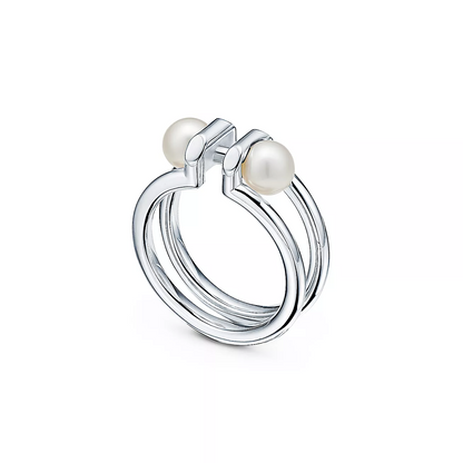 [Spark Jewels]DOUBLE PEARL SILVER RING