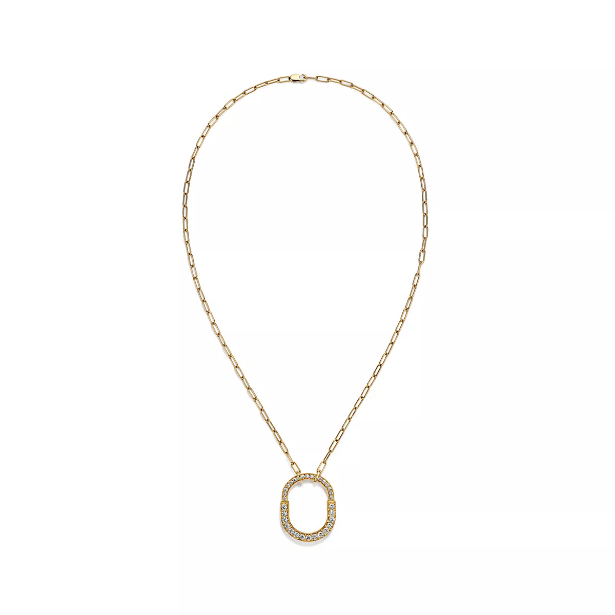 [Spark Jewels]LOCK NECKLACE MEDIUM PENDANT GOLD PAVED DIAMONDS