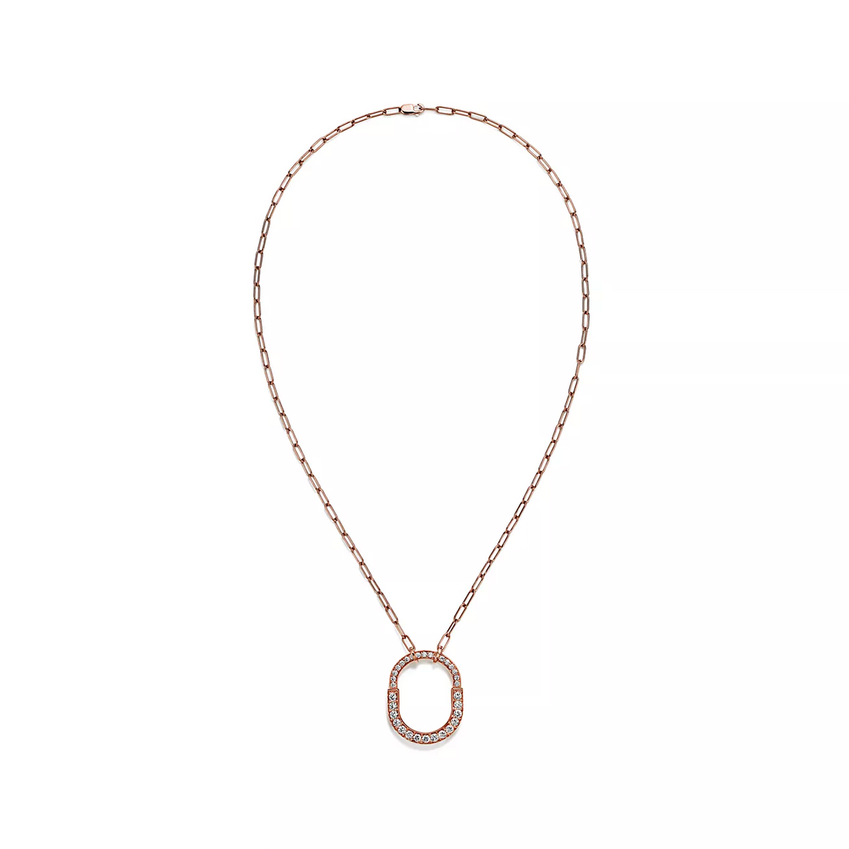 [Spark Jewels]LOCK NECKLACE MEDIUM PENDANT PINK GOLD PAVED DIAMONDS