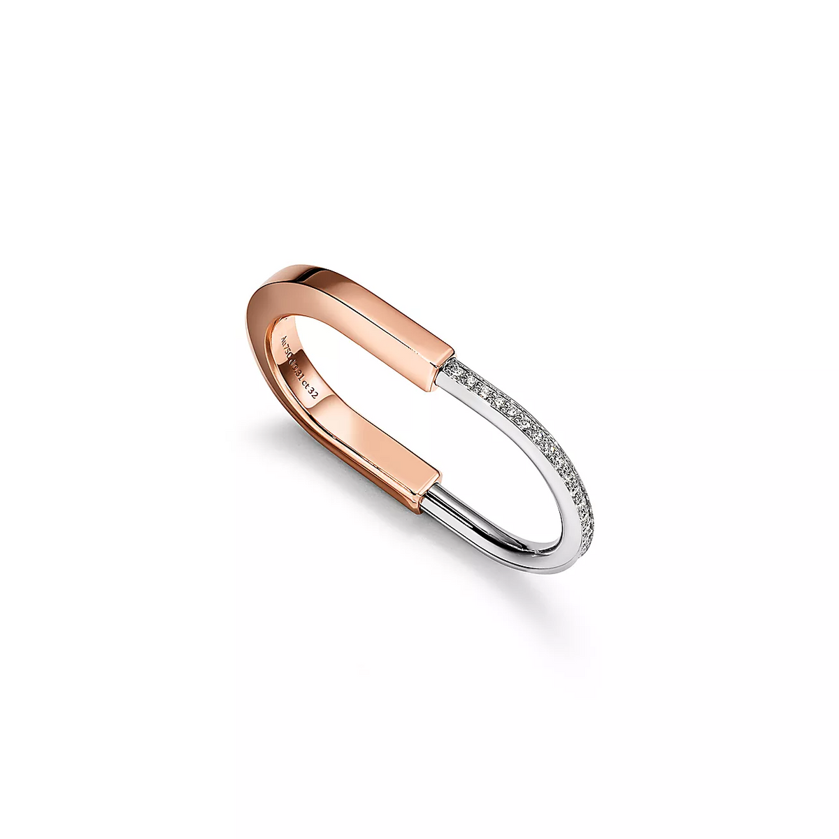 [Spark Jewels]LOCK RING TOW-FINGER ROSE AND WHITE GOLD DIAMONDS