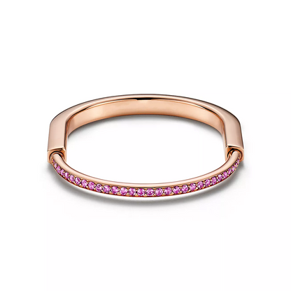 [Spark Jewels]LOCK BRACELET ROSE DIAMOND PINK GOLD