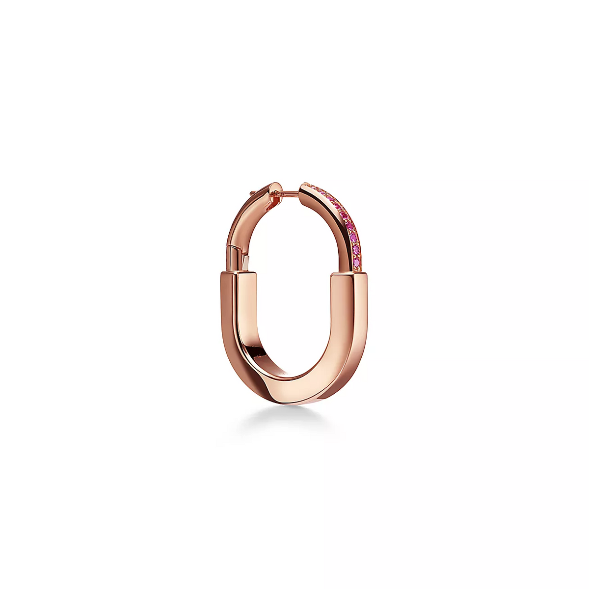 [Spark Jewels]LOCK MEDIUM PINK DIAMOND PINK GOLD EARRINGS