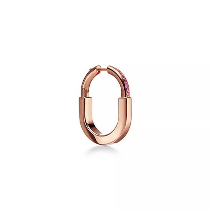 [Spark Jewels]LOCK MEDIUM PINK DIAMOND PINK GOLD EARRINGS