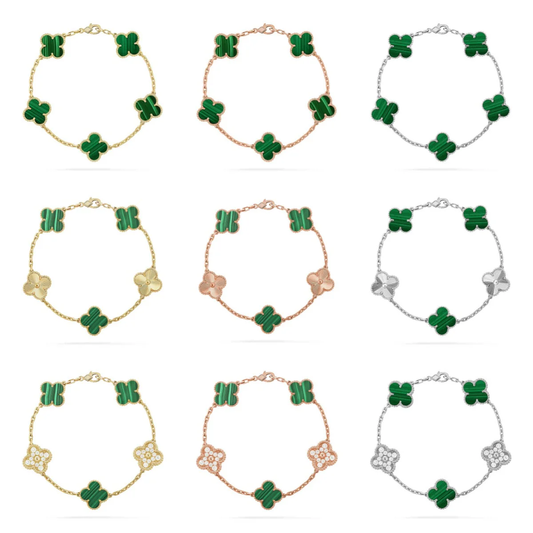 [⭐Aura] CLOVER 5 MOTIF MALACHITE BRACELET COLLECTION
