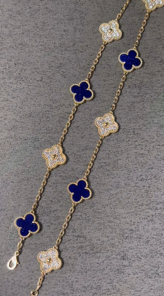 [⭐Aura]CLOVER 10 MOTIFS DIAMONDS SET IN LAPIS LAZULI