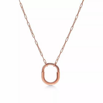 [Spark Jewels]LOCK MEDIUM PENDANT PINK DIAMOND PINK GOLD NECKLACE