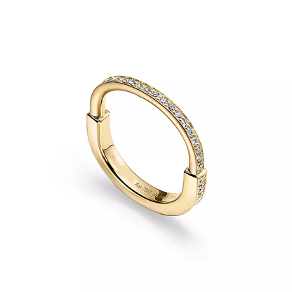 [Spark Jewels]LOCK RING GOLD DIAMOND PAVED