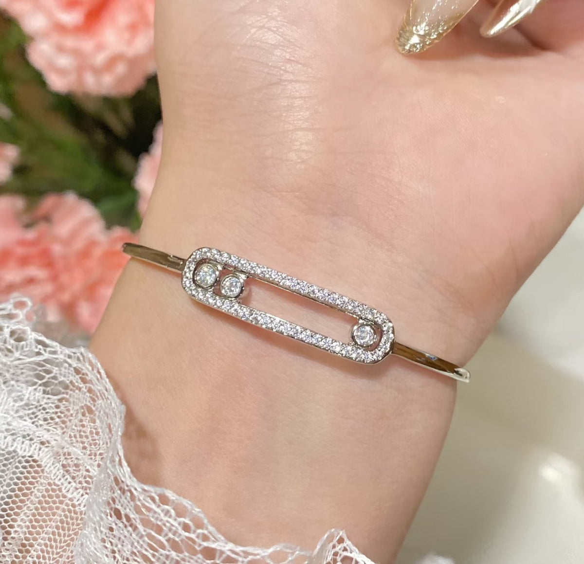[⭐Aura]Move Pavé Diamond Bangle Bracelet M
