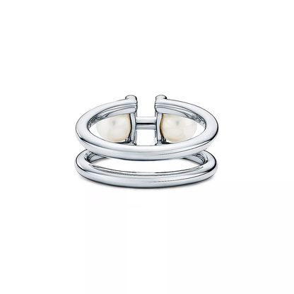 [Spark Jewels]DOUBLE PEARL SILVER RING