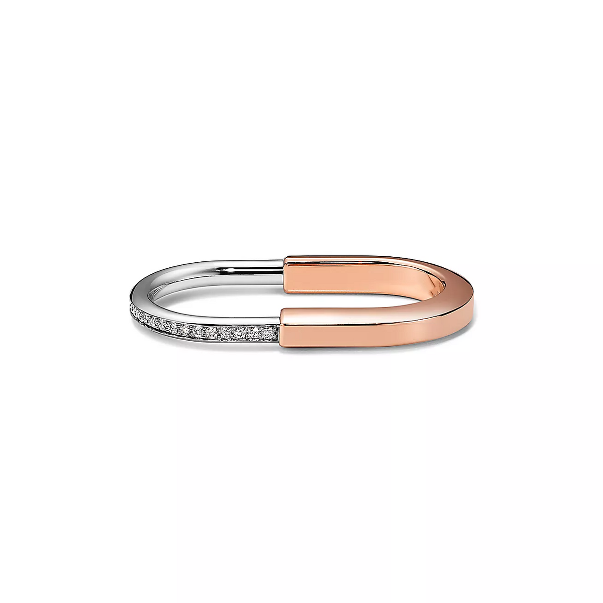 [Spark Jewels]LOCK RING TOW-FINGER ROSE AND WHITE GOLD DIAMONDS